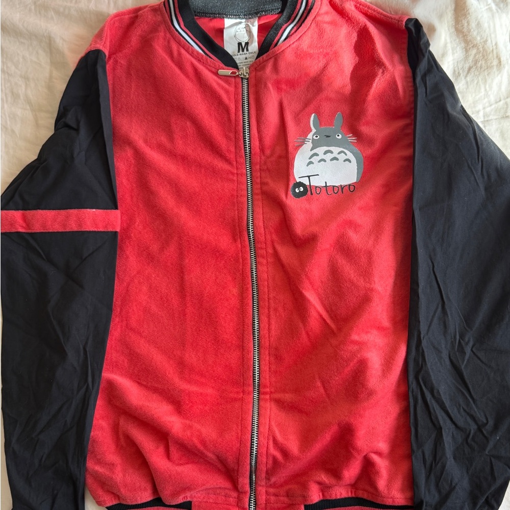 Red Zip-Up Jacket with Black and White Trim Studio Ghibli My Neighbor Totoro